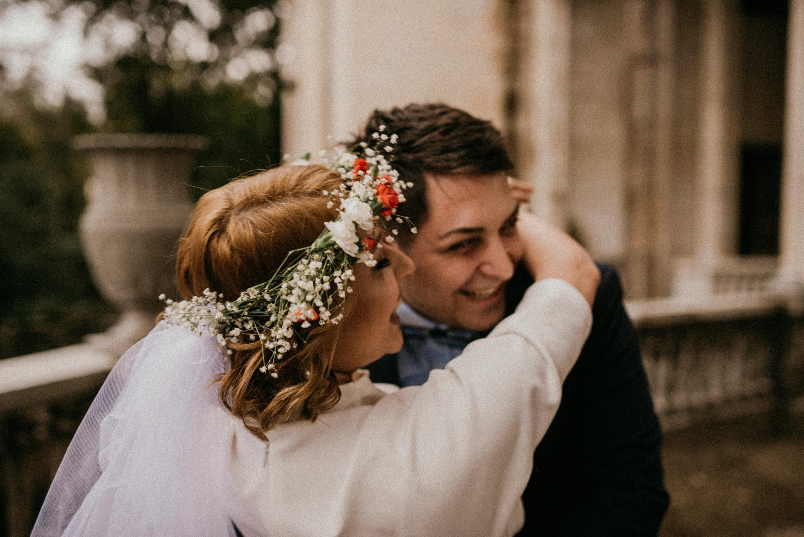 A newly married couple standing at the altar in a church, representing marriage advice from a Christian perspective and a sacred spiritual commitment.